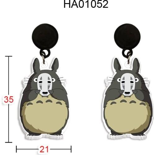 Acrylic Black Stud Earrings Cartoon Totoro Print Pattern Earrings For Kid Charm Gift Summer Jewelry Decoration