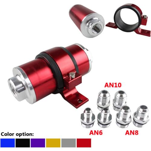 Automobile High Quality Gasoline Ffilter High Flow Inline Fuel Gasoline Filter + Bracket AN6 AN8 AN10