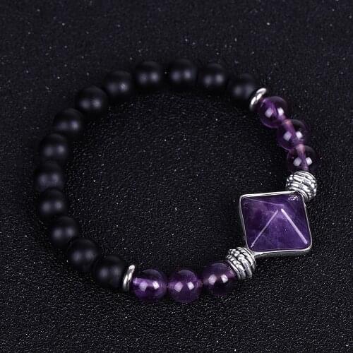Natural Purple Crystal Stone Beaded Bracelet Energy Yoga Bracelet Couple Jewelry Birthday Banquet Gifts Fashion Accessories