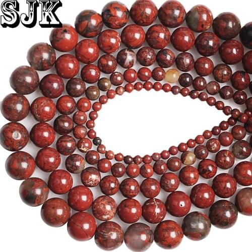 Natural Brecciated Gem stone Beads Red Brecciated Stone Round Loose Smooth Beads 4 6 8 10 12MM For Jewelry Making