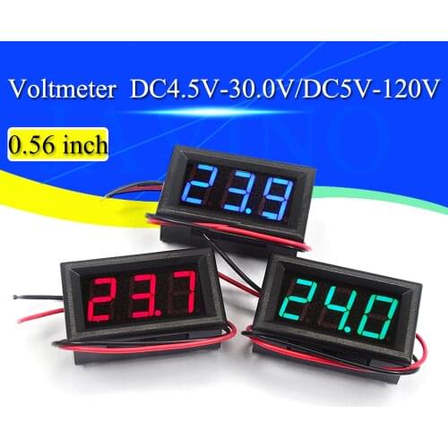 Digital Voltmeter DC 4.5V to 30V Digital Voltmeter Voltage Panel Meter Red/Blue/Green For 6V 12V Electromobile Motorcycle Car