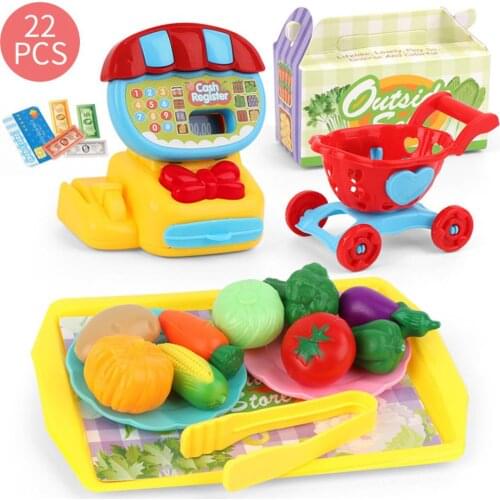 Kids Simulation toys Shop Cash Register Fruit Vegetable Dessert Pretend Play Children Toy gift