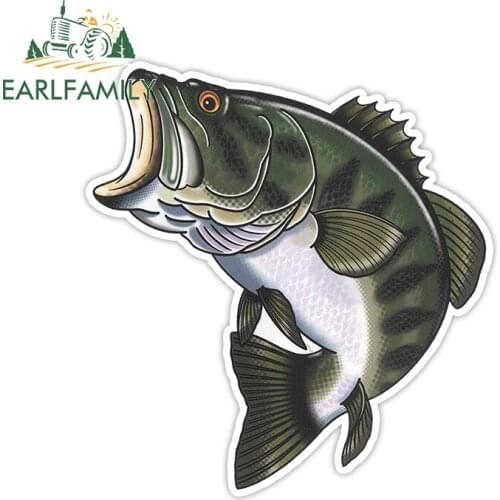 EARLFAMILY 13cm x 13cm for Large Fish Cartoon Car Assessoires Stickers Windows Surfboard Decal Scratch-Proof Graffiti Decoration
