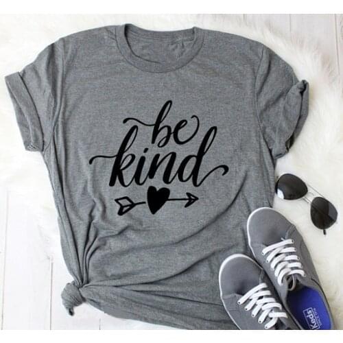 Be Kind Graphic T-Shirt Hipster Funny Letter Christian Tee Unisex Gray Clothing Be Kind Arrow Heart Tops Christian Slogan Shirts