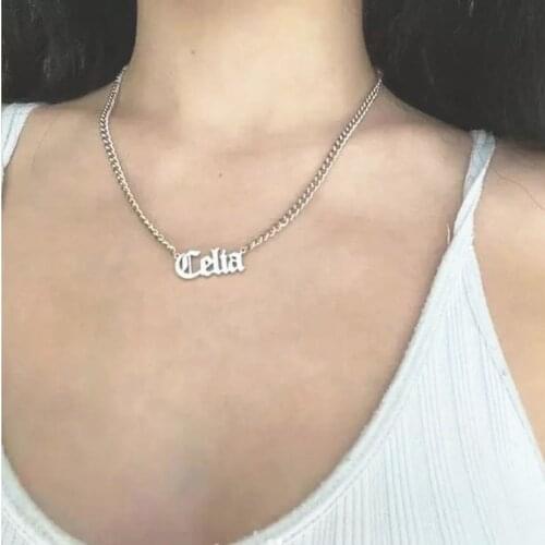 Customized NK Chain Couple Necklace Personalized Letter Number Stainless Steel Pendant for Men Women Lovers Trendy Jewelry Gifts