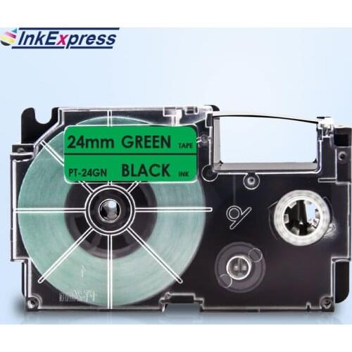 24mm Label Tape For CASIO XR-24GN XR 24GN Label Printer Tape Black on Green Printer Ribbon For CASIO Label Maker KL-E300 KL-H50