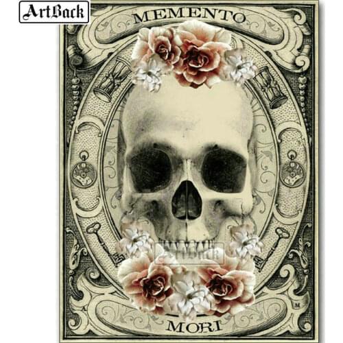 ARTBACK 5d diy diamond painting cross stitch skull flower 3d diamond mosaic landscape sticker crafts