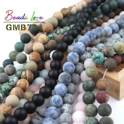 Wholesale Dull Polish Matte Agates Jada Round Loose Beads For Jewelry Making Natural Stone DIY Bracelet Necklace 4/6/8/10MM 15