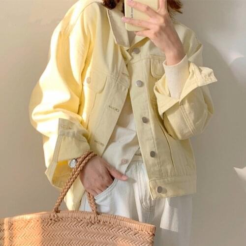 2021 New Spring Autumn Street Jeans Women Jacket Oversized Single Breasted Chic Female Denim Coats Jeans Jackets Outwear Pockets