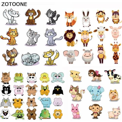 ZOTOONE Cute Animal Set Patches Iron on Transfer for Clothing Beaded Applique Clothes Cat Dog Cartoon Embroidery Patches DIY E
