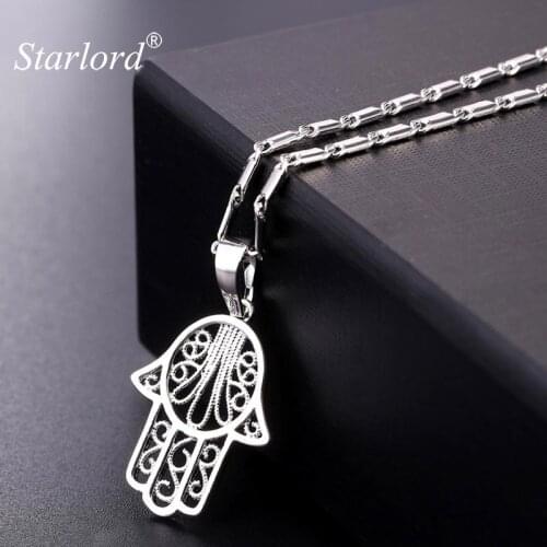 New Hamsa Hand Necklaces & Pendants Gold/Silver Color Arabic Hand of Fatima Lucky Gift Crystal Jewelry Necklace P2491