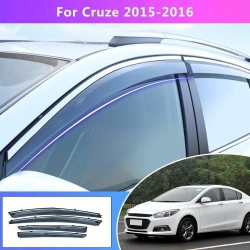 Window Visor For Chevrolet Cruze Sedan 2015 2016 Car Styling Smoke Window Sun Rain exterior visor Deflector Guard Accessorie 4PC