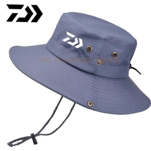 Daiwa 2021 New Outdoor Brim Sun Fisherman Hat Summer Fishing Tourism Mens Camping Bucket Hat Breathable Sun Protection Cap