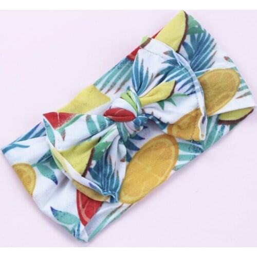 Floral Printed Nylon Knot Bow Headband Toddler girls nylon hair bows Wide nylon turban Summer Classic Knot Nylon headwrap HB155D