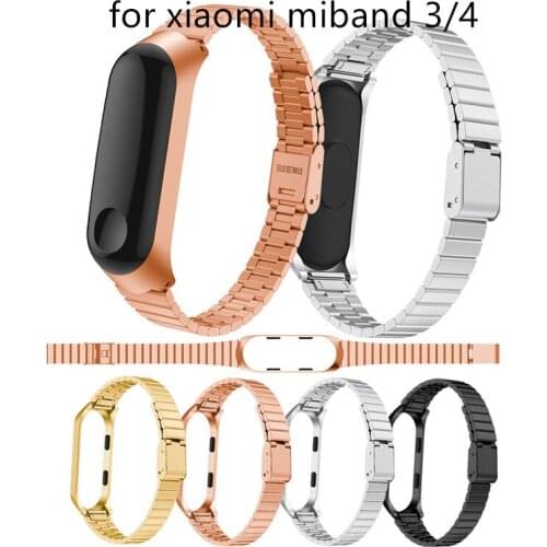 For Xiaomi Mi Band 3 4 Replacement Stainless Steel Wrist Strap Band Bracelet Accessories Wrist Strap Wristbands For Miband 4 3