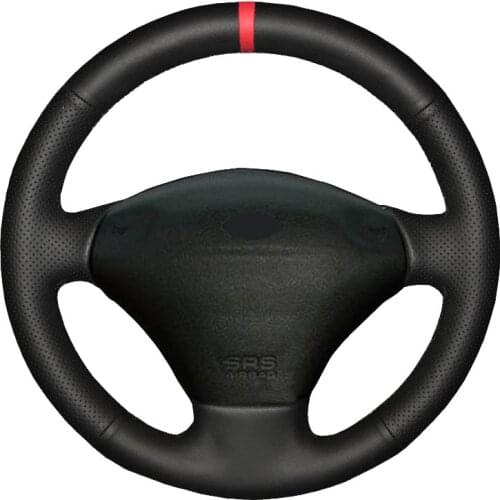 Hand Sewing Car Steering Wheel Cover Wrap Red Marker For Ford Fiesta 4 1996 -2006 Mk4 1996-2000 2001 2002 20003 2004 2005 2006