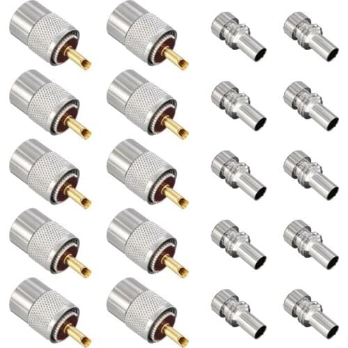 GTBL 10 X PL259 UHF Connector Male Plug With Reducer for RG8X Coaxial Cable +Tube