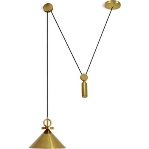 Modern LED Pendant Lights With Golden Metal Lampshade For Living Room Adjustable Pendant Lamp Restaurant Dining Lighting