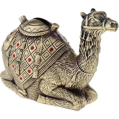 Alloy Camel Shaped Piggy Bank Money Box Coin Saving Storage Deposit Case Home Decoration Ornament Birthday Christmas Gift