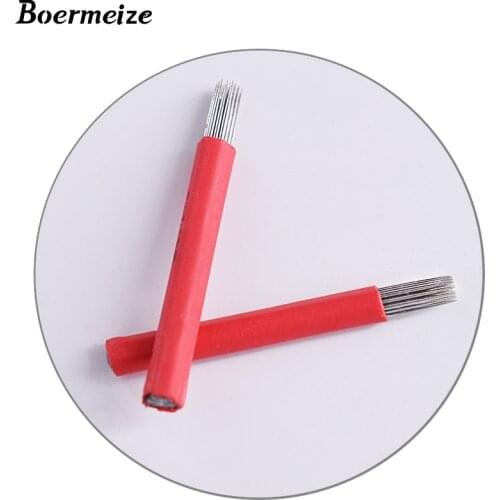 Tattoo Permanent Makeup Eyebrow Tattoo 21 Bevel Round Needles Microblading Needle 3D Eyebrow Embroidery 50pcs Fog Round Needle