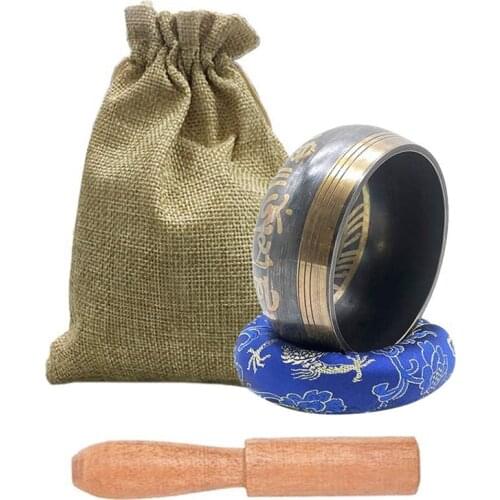 Tibetan Singing Bowl Setwith New Dual-End Striker&Cushion for Meditation Yoga Spiritual Healing Mindfulness Heart Peace