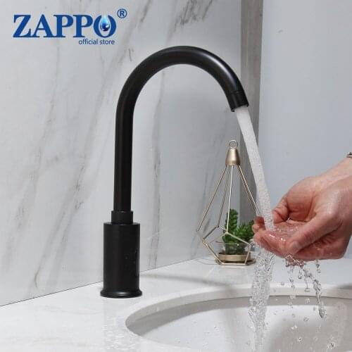 KEMAIDI Bathroom Basin Faucet Matte Black Automatic Hands Touchless Sensor Faucets Bathroom Brass Sink Faucets Water Taps