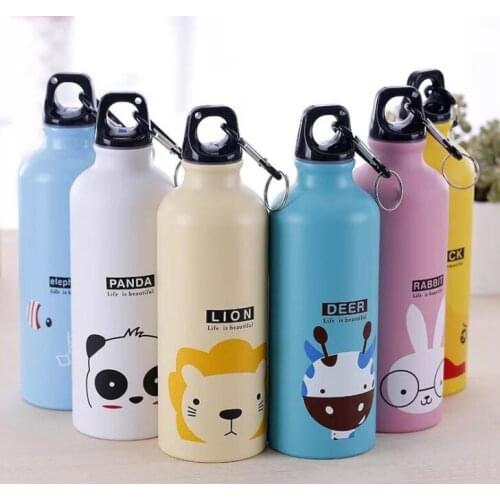 200PCS 500ML Bicycle Cute Cartoon Pattern Aluminum Water Bottle Sport kettle gym run water bottle mountaineering mug