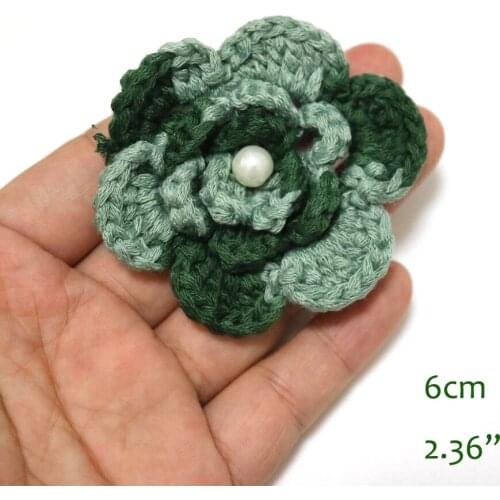 3pc/lot DIY Hand crocheted flower patches for clothes woven flowers appliques for hairpin cashmere sweater