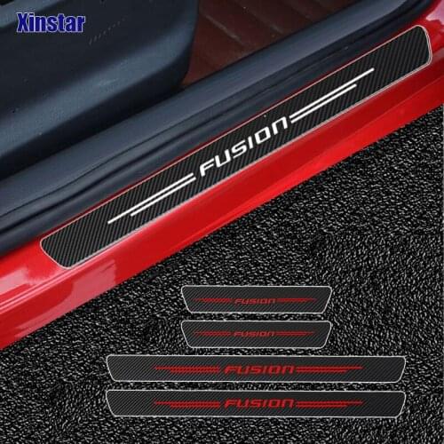 4pcs Carbon Fiber Car Door Sill Protection Sticker For Ford Fusion Auto Accessories