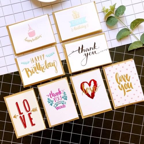 Mini Greeting Cards Birthday Cards Happy Birthday Gold Metallic Thank You Cards Love Valentine