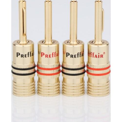 8Pcs Preffair Hi-end BA1469 4mm Closed Screw 24K Gold Plated Banana Speaker Plug Connectors For Speaker Wire Wall Plate