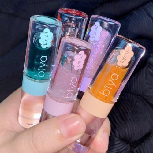Biya Water Shine Rainbow Lip Oil Lasting Moisturizing Lip Glaze Transparent Shiny Glass Lip Gloss Student Style Cheap Lip Makeup