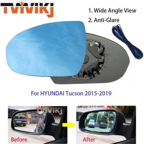 TVYVIKJ Side Rearview Mirror Blue Glass Lens For HYUNDAI Tucson 2015-2019 Wide Angle View anti glare door mirror wing