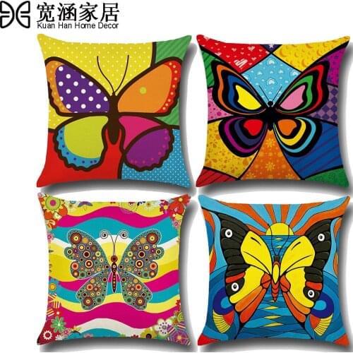 Korean Style Pillowcase Colorful Butterfly Pillow Case Sofa Car Decoration Gifts for Friends Family Creative Fun Cushion Cover