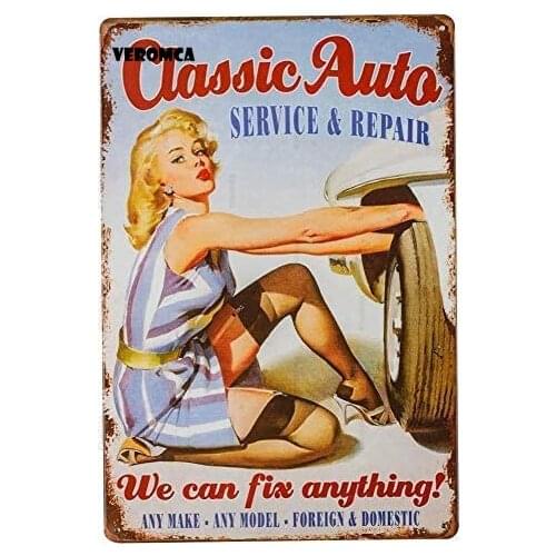 Dads Garage Metal Sign Plaque Metal Vintage Route 66 Retro Metal Tin Sign Garage Car Repair Man Cave Metal Wall Art Decor Gift