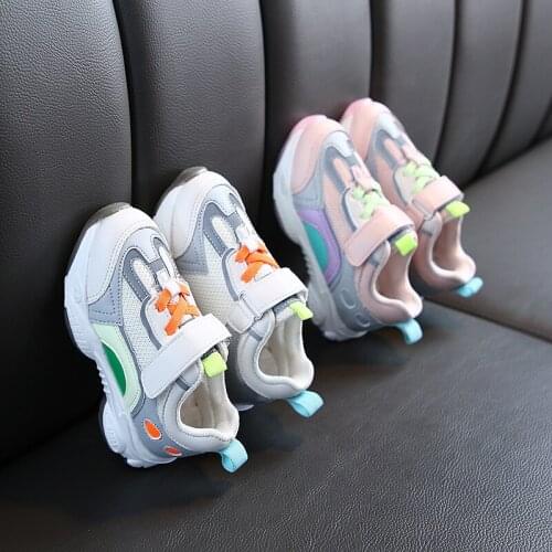 Kids Shoes for Girl Fashion Sports Shoes Boys and Girls Hit Color Childrens Shoes Student Breathable Casual Mesh Shoes