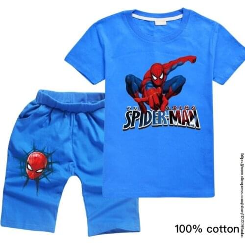 Disney SpiderMan Summer Boys Girls Baby Chldrens Suit Set Infant Baby Gilrs Sport Clothes Set Tshirt Suits Student Clothing