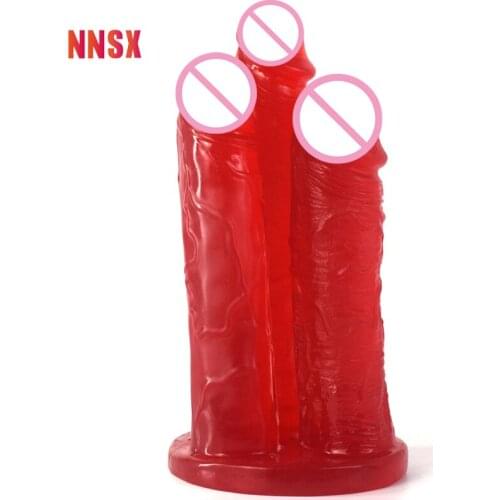NNSX 3 Head Penis 22cm Dildo Different Thickness and Texture Soft Masturbation Sex Toys For Women Gay Lesbian Products Shop