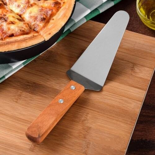 Stainless Steel Wooden Handle Pancake Cutter Nonstick Pizza Shovel Baking Pastry Spatula Teppanyaki Knife Kitchen Accessories