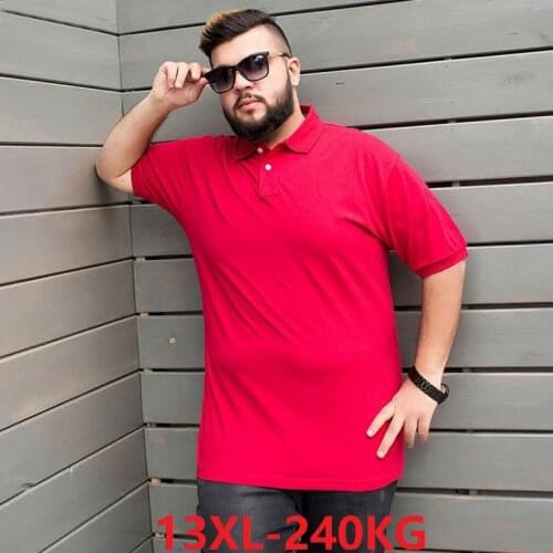 Large size high quality men t-Shirts summer short sleeve turn-down collar tees big 9XL 10XL 12XL 13XL model t shirt tops