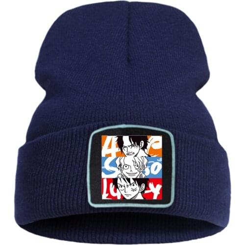 Hot Sale Cotton Comfort Hat Winter Warm Outdoor Beanie Hats Anime Luffy One Piece Fashion Caps Unisex Creativity Knitted Cap