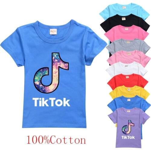 TIK TOK Cotton T-shirts for boys and girls and children. Print short sleeved summer T-shirts
