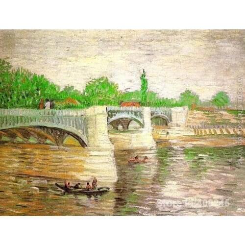 Vincent Van Gogh paintings of The Seine with the Pont de Clichy 2 modern art High quality Hand painted