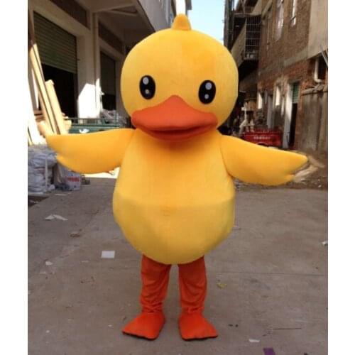 Yellow Duck Mascot Costume Cartoon Apparel Cosplay Custom Adult Duck Mascot Dress Amusement Park Outfit