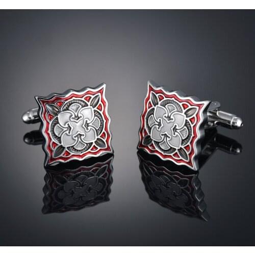 Red square blue window pattern sleeve nail French long sleeve shirt sleeve nail shirt accessories Cufflinks
