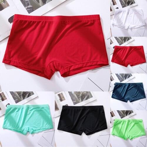 Men Ice Silk Underwear Transparent Boxer Breathable Solid Color Ultra Thin Transparent Quick Drying Sexy Silk Boxer Men