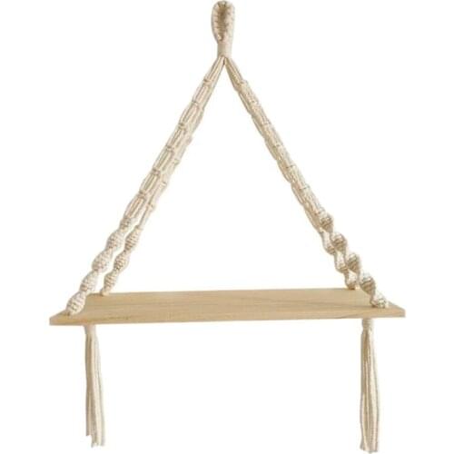 Floating Shelves Wall Mounted Wood Shelves Cotton Rope Shelves for Living Room Bedroom Bathroom Kitchen Decorations