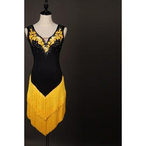 New Latin Dance Skirt Women High Quality Custom Made Size Classic Stage Tassel Latin Dancing Costume Adult Latin Dresses