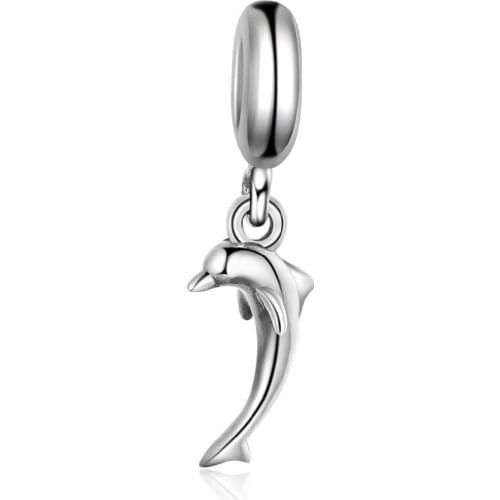 Authentic 925 Sterling Silver Charm Simple Dolphin Pendant Beads For Original Pandora Charm Bracelets & Bangles Jewelry