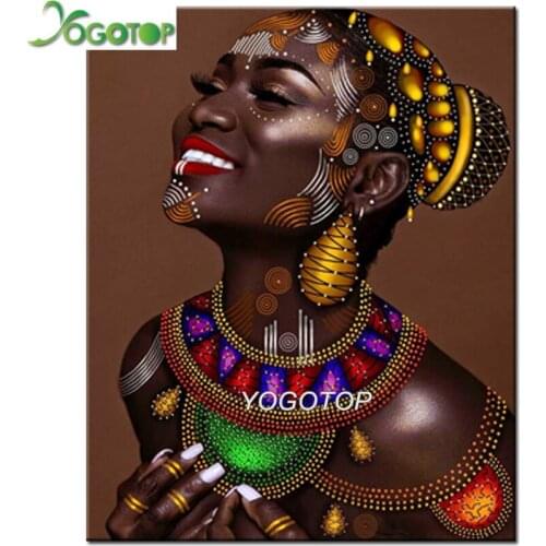 Full Mosaic circular Diamond Painting America African woman girl 5d Wall Sticker Diamond Embroidery Picture Of rhinestone YY1837